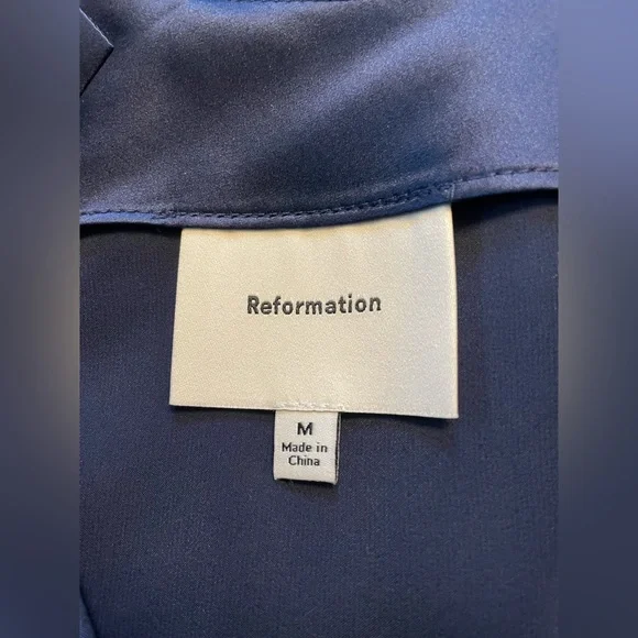 NEW Reformation Jeany Silk Long Dress Backless Formal Navy | Size M - Picture 11 of 13